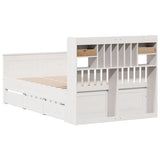 Bookcase Bed without Mattress White 135x190 cm Double Solid Wood Pine 3308937