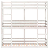 Triple Bunk Bed without Mattress White 90x190 cm Single Solid Wood Pine 3284258