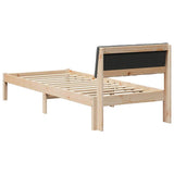 Bed frame Brown and dark grey 75 x 190 cm Solid pine wood 878720