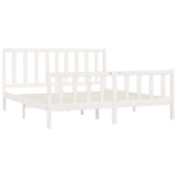 Bed Frame without Mattress White 200x200 cm Solid Wood 3106854