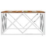 Coffee Table Silver Stainless Steel and Solid Wood Reclaimed 349976