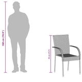 Dining Chair Set of 2 Black PE rattan and powder-coated steel 44238