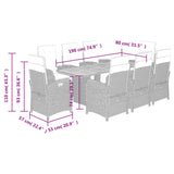 9 Piece Garden Dining Set with Cushions Black Poly Rattan 3212503