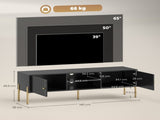 TV Stand for TVs up to 65", Entertainment Center with 2 Open Shelves, 2 Cabinets and Steel Legs for T3398P552698