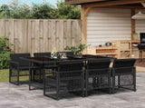 7 Piece Garden Dining Set with Cushions Black Poly Rattan 3210727