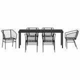 Garden Dining Set 7 pcs Black Poly Rattan 3380895