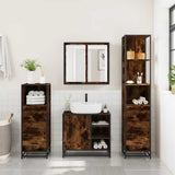 4 Piece Bathroom Furniture Set Smoked Oak Engineered Wood 3301267