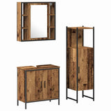 Bathroom Furniture Set with Shelf 3 pcs Brown Engineered wood 3332559