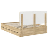 Bed Frame with Drawer Sonoma Oak 140 x 190 cm Engineer Wood 3412597