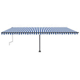 Manual Retractable Awning with LED 600x300 cm Blue and White 3069801