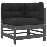 Corner Sofa Grey Solid pine wood, Plywood, Oxford fabric, PP cotton 825683