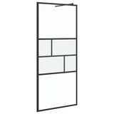 Walk-in Shower Wall Black 90 x 195 x 0.5 cm Glass and Aluminium 42025248