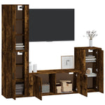 4 Piece TV Cabinet Set Smoked Oak Engineered Wood 3188595