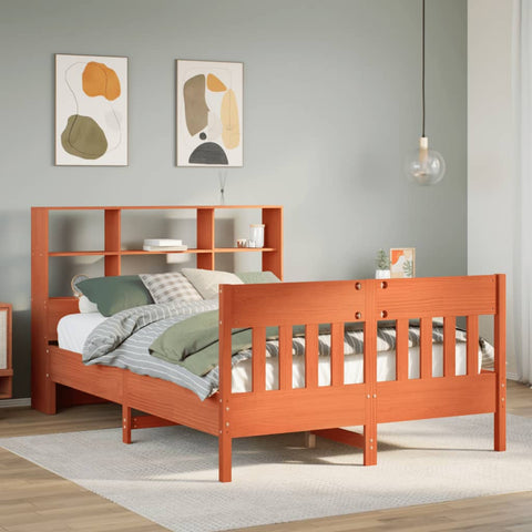 ZNTS Bed Frame without Mattress Wax Brown 120x200 cm Solid Wood Pine 3323226