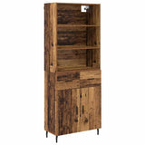 Highboard Old Wood 69.5 x 34 x 180 cm Engineered Wood and Glass 3415666