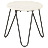 Coffee Table White 40x40x40 cm Real Stone with Marble Texture 286443