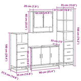 4 Piece Bathroom Furniture Set Smoked Oak Engineered Wood 3301282