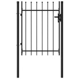 Fence Gate Single Door with Spike Top Steel 1x1.2 m Black 146033