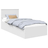 Bed Frame with Headboard White 90 x 200 cm Engineered Wood 3408711