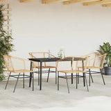 5 Piece Garden Dining Set Brown Poly Rattan Glass 3334494