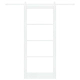 Sliding Door White 93 x 211 cm Solid Pine Wood and Glass 3332430
