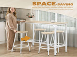 5 Piece Bar Table Set for 4 with Stools, Metal Frame, Footrest for Kitchen Natural Wood T3398P554304