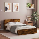 Bed Frame Smoked oak Engineered wood Double Bed Frame 3207613