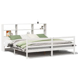 ZNTS Bookcase Bed without Mattress White 200x200 cm Solid Wood Pine 3321908
