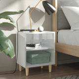 Bed Cabinets Solid Wood Legs 2 pcs High Gloss White 40x30x50 cm 805792
