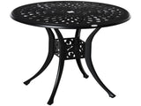 78 cm Round Garden Dining Table with Parasol Hole Antique Cast Aluminium Outdoor Table Only, Black T3398P322188