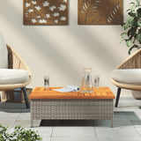 Garden Table Grey 70x70x25 cm Rattan and Acacia Wood 3281630