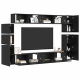 TV Cabinet Set 9 pcs Black Oak Engineered Wood 3393490