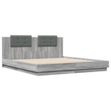 Bed Frame with LED without Mattress Grey Sonoma 160x200 cm 3210001