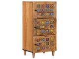 Highboard with Door Natural 40 x 33 x 110 cm Solid Mango Wood 4018289