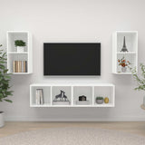 Wall-mounted TV Cabinets 4 pcs White Engineered Wood 3079871
