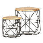 ZNTS Coffee Tables 2 pcs Solid Mango Wood 286579