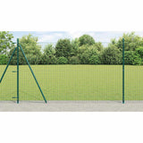 Fence Post with Concrete Base 13 pcs Green Powder-Coated Steel 42004295