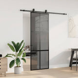 Sliding Door with Hardware Set Black 76x205 cm Tempered Glass 3375886