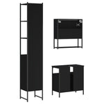 ZNTS 3 Piece Bathroom Furniture Set Black Engineered Wood 3214675