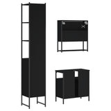 ZNTS 3 Piece Bathroom Furniture Set Black Engineered Wood 3214675