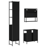 3 Piece Bathroom Furniture Set Black Engineered Wood 3214675