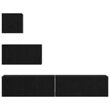 TV Cabinet Set Wall-mounted 3 pcs Black Oak Engineered Wood 3393139