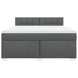 ZNTS Box Spring Bed with Mattress Dark Grey 180x200 cm Fabric 3285968