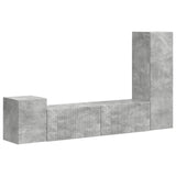 TV Cabinet Set Wall-mounted 4 pcs Concrete Grey Engineered Wood 3409000
