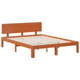 Bed Frame with Headboard 3 pcs Wax Brown Solid Pine Wood 3422716