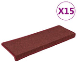 Stair Mats 15 pcs 65x21x4 cm Bordeaux Rectangular Edge 326199