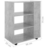 Storage Cabinet Concrete grey Engineered wood Rollable 808453