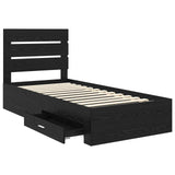 Bed Frame with Drawer Black Oak 100 x 200 cm Engineered Wood 3412005