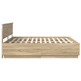 Bed Frame Sonoma Oak 200 x 200 cm Engineered Wood 3408042