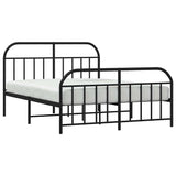 Bed Frame Black Powder-Coated Steel Large Bed Frame Rectangular 353658